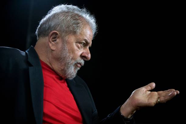 Former Brazilian president Luiz Inacio Lula da Silva speaks during an interview with AFP at Lula's Institute in Sao Paulo Brazil on March 1 2018 /...
