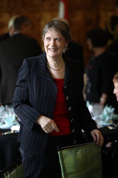 Former Prime Minister Helen Clark at a state luncheon for Croatian President Kolinda Grabar-Kitarovicon at Government House August 19, 2017 in Auckland, New Zealand. President Kolinda Grabar-Kitarovic is on a four day visit to New Zealand.