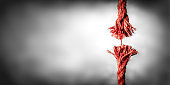 Frayed Red Rope Hanging By Last Thread