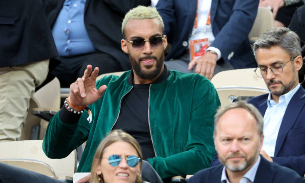 French NBA champion Rudy Gobert attends day 5 of the French Open 2022, Roland-Garros 2022, second Grand Slam tennis tournament of the season at Stade...