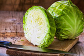 Fresh cabbage cross section with water drops