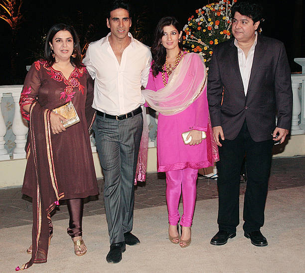 From Farah Khan Akshay Kumar with wife Twinkle Khanna and Sajid Khan at Imran Khan and Avantika Malik`s wedding reception party which was organised...