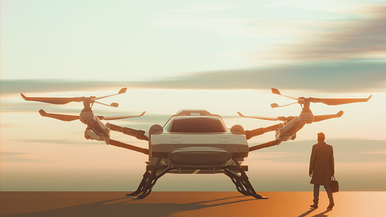 Future business travel with eVTOL ready for take off