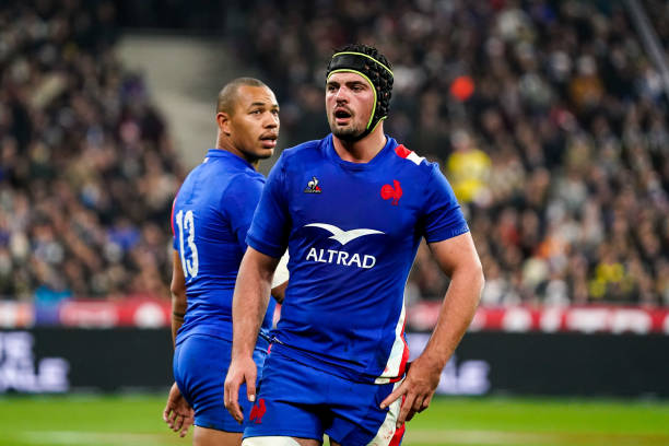 Gael FICKOU of France and Gregory ALLDRITT of France during the Autumn Nations Series match between France and New Zealand on November 20, 2021 in Paris, France. (Photo by Hugo Pfeiffer/Icon Sport via Getty Images)