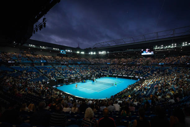 General view of Road Laver Arena during the Women’s Singles Final match between Naomi Osaka of Japan and Jennifer Brady of the United States during...