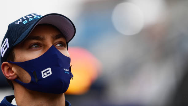 George Russell of Great Britain and Williams prepares to drive on the grid during the F1 Grand Prix of Turkey at Intercity Istanbul Park on October...