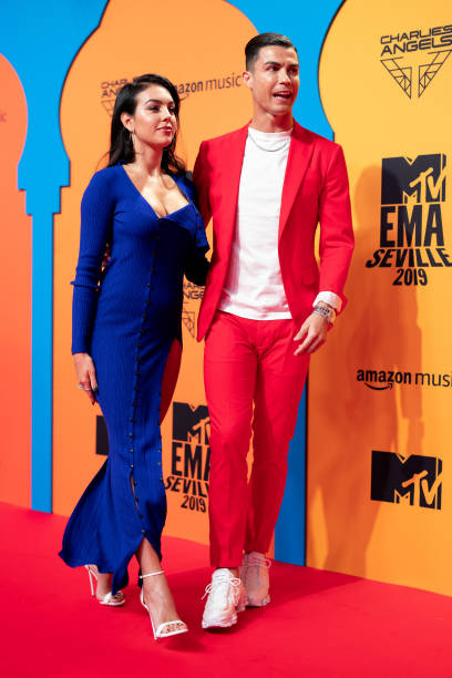 Georgina Rodriguez and Cristiano Ronaldo attend the MTV EMAs 2019 at FIBES Conference and Exhibition Centre on November 03 2019 in Seville Spain