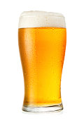 Glass of cold beer with condensation