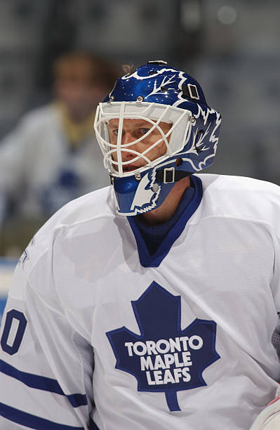 goaltender-tom-barrasso-of-the-toronto-maple-leafs-stands-on-the-ice-picture-id685855