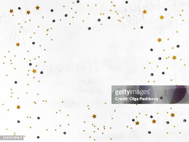 christmas composition golden confetti black sequins