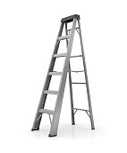 Gray ladder on a white background