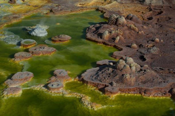 Green formation,High angle view of rocks in lake,East Tigray,Tigray,Ethiopia