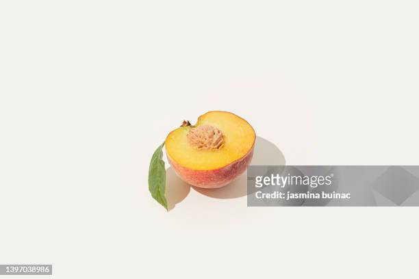 half orangeyellow sunlit fresh ripe peach