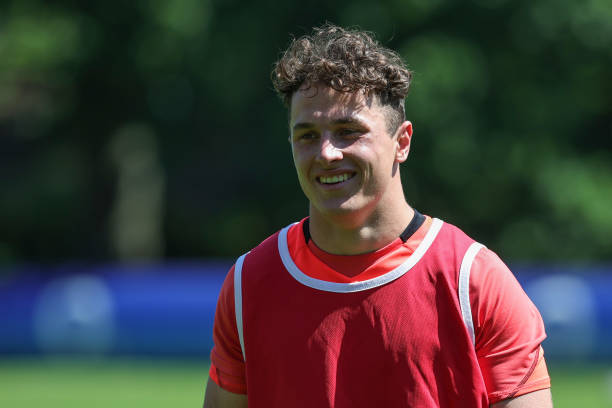 BAGSHOT, ENGLAND - JUNE 15: Henry Arundell of England looks on during the England Training Session at Pennyhill Park on June 15, 2022 in Bagshot, England. (Photo by David Rogers/Getty Images)