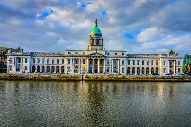 Historic Irish Custom House (built in 1791) along the River Liffey - Dublin Ireland