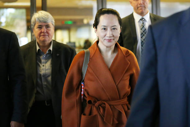Huawei Technologies Co. Chief Financial Officer Meng Wanzhou leaves the British Columbia Superior Courts at lunch hour on September 23, 2019 in...