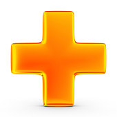 3D image of an orange plus sign on white background