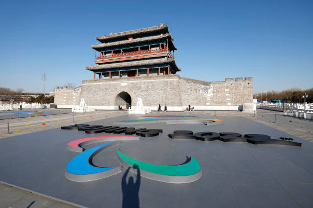 CHN: Beijing 2022 Emblems Show Up At Landmark Yongdingmen