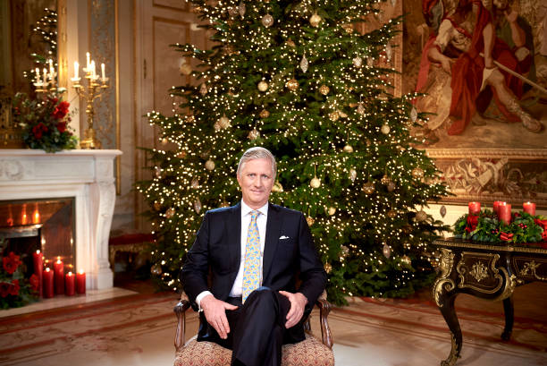 BEL: King Philippe Of Belgium Delivers His Christmas Speech From His Office At the Royal Laeken Castle in Brussels