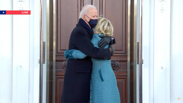 In this screengrab, US President Joe Biden and US First Lady Jill Biden is seen during the Virtual Parade Across America on January 20, 2021....