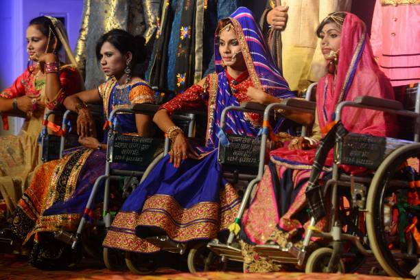 Indian disabled models take to the catwalk during the Divyang Fashion and Talent Show organized by Narayan Seva Sansthan a charitable organization...