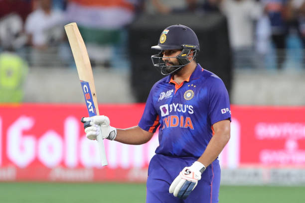 India's captain Rohit Sharma celebrates after scoring a half-century during the Asia Cup Twenty20 international cricket Super Four match between...