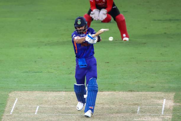 India's Virat Kohli plays a shot during the Asia Cup Twenty20 international cricket match between India and Hong Kong at the Dubai International...