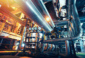 Industrial zone, Steel pipelines, valves and gauges