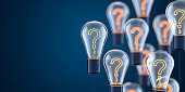 Innovation and new ideas lightbulb concept with Question Mark