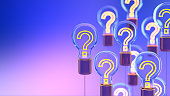 Innovation and new ideas lightbulb concept with Question Mark