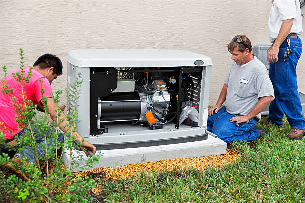 installing an whole house emergency generator for hurricane season - generator stock pictures, royalty-free photos & images