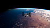 International Space Station (ISS) Orbiting Earth in Space - SpaceX & NASA Research - ISS Satellite Sunset View Low Orbit - 3D Model by NASA - 3D Rendering