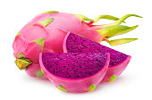 Isolated cut red dragon fruit