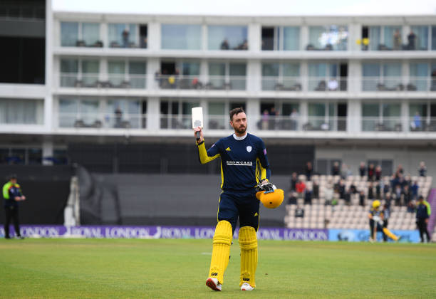 James Vince of Hampshire leaves the field after being dismissed for 190 during the Royal London One Day Cup match between Hampshire and...