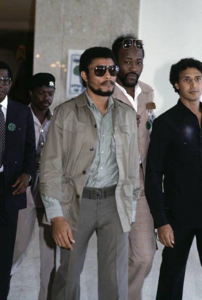 Jerry Rawlings le Président ghanéen au sommet de l'OUA 6 aoüt 1982 Libye