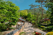 jingwansa temple with bukhansan mountain seoul