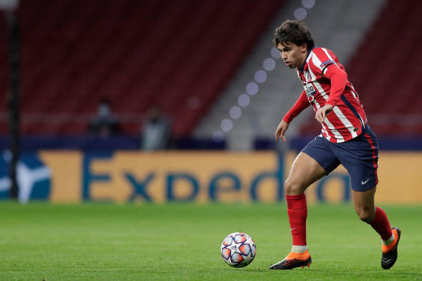 Joao Felix of Atletico de Madrid controls the ball during the UEFA Champions League Group A stage match between Atletico Madrid and FC Bayern...