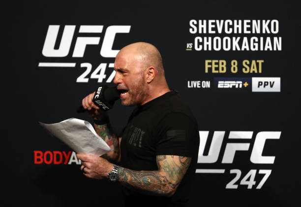 Joe Rogan during the UFC 247 ceremonial weigh-in at Toyota Center on February 07, 2020 in Houston, Texas.