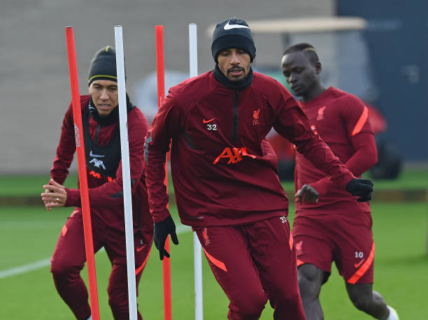 Joel Matip of Liverpool during a training session at AXA Training Centre on December 24, 2021 in Kirkby, England.