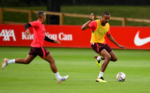 Joel Matip of Liverpool during a training session at AXA Training Centre on August 04, 2022 in Kirkby, England.