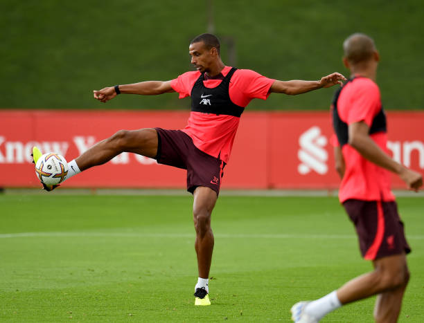 Joel Matip of Liverpool during a training session at AXA Training Centre on August 04, 2022 in Kirkby, England.