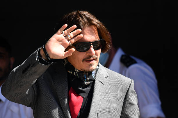 Johnny Depp arrives at Royal Courts of Justice Strand on July 21 2020 in London England The Hollywood Actor is suing News Group Newspapers and the...