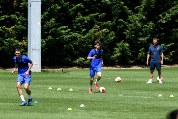 Jorginho of Chelsea during a small group training session at Chelsea Training Ground on May 22 2020 in Cobham England