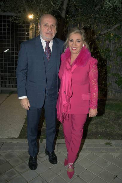 José Carlos Bernal and Carmen Borrego are seen arriving at Campos Family Christmas Celebration on December 24 2019 in Madrid Spain