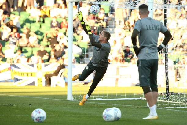 Kamil Miazek of Leeds in action during a Leeds United training session at HBF Park on July 16 2019 in Perth Australia
