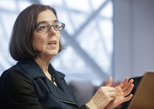 Kate Brown, governor of Oregon, speaks during an interview in Portland, Oregon, U.S. On Wednesday, Jan. 20, 2016. Brown, a Democrat, joined the state...
