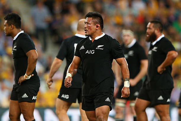 BRISBANE, AUSTRALIA - OCTOBER 18: Keven Mealamu of the All Blacks looks on during The Bledisloe Cup match between the Australian Wallabies and the New Zealand All Blacks at Suncorp Stadium on October 18, 2014 in Brisbane, Australia. (Photo by Cameron Spencer/Getty Images)