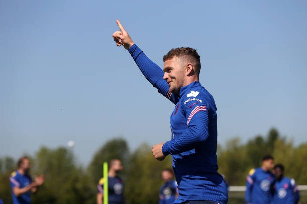 Kieran Trippier of England reacts during a training session at the England Pre-Euro 2020 Training Camp on May 30, 2021 in Middlesbrough, England.