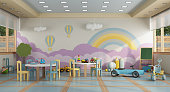 kindergarten class without childs - 3d rendering