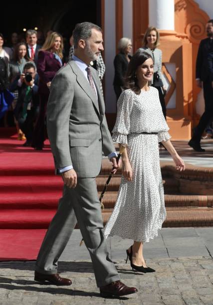 King Felipe VI and Queen Letizia after visiting the parish of Nuestra Señora de la Asuncion on the occasion of the Marian Jubilee Year of El Rocio...